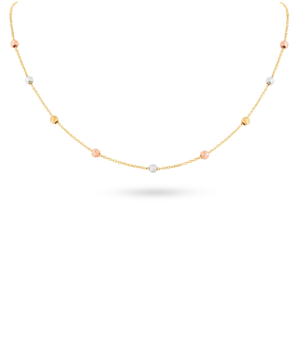18K Yellow/White/Rose Gold Necklace - 1.42g