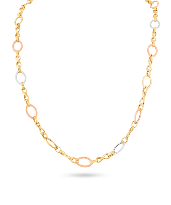 18K Yellow/White/Rose Gold Necklace - 8.99g