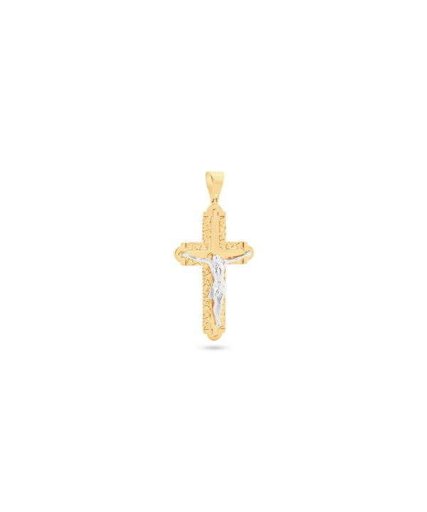 18K Yellow/White Gold Cross Pendant - 11.38g