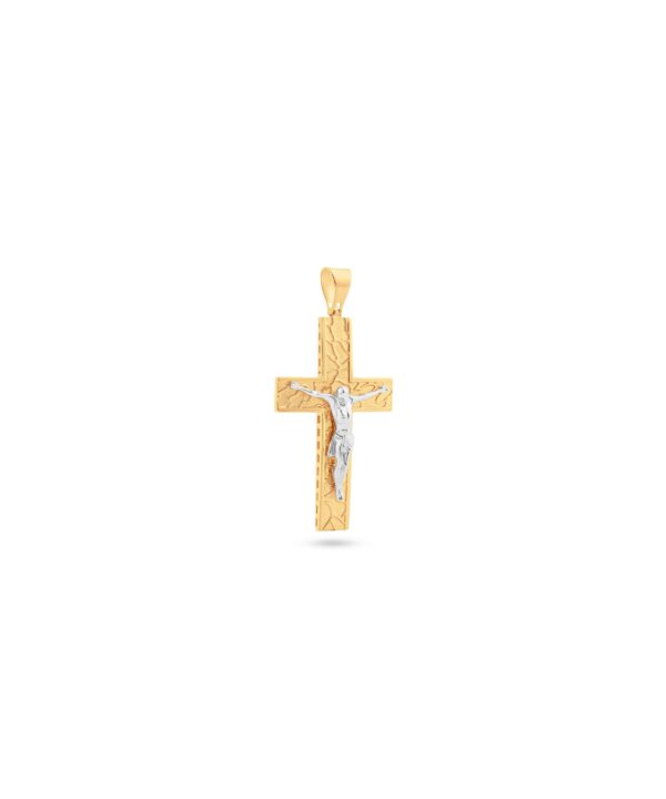 18K Yellow/White Gold Cross Pendant - 5.88g