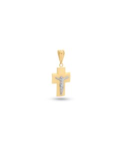 18K Yellow/White Gold Cross Pendant - 1.80g