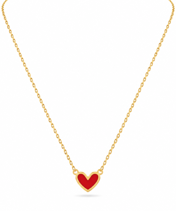 18K Yellow Gold Heart Necklace - 1.12g