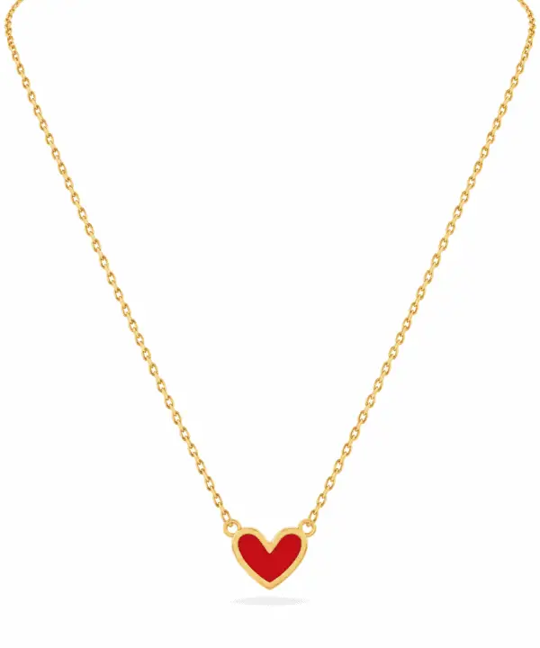 18K Yellow Gold Heart Necklace - 1.12g