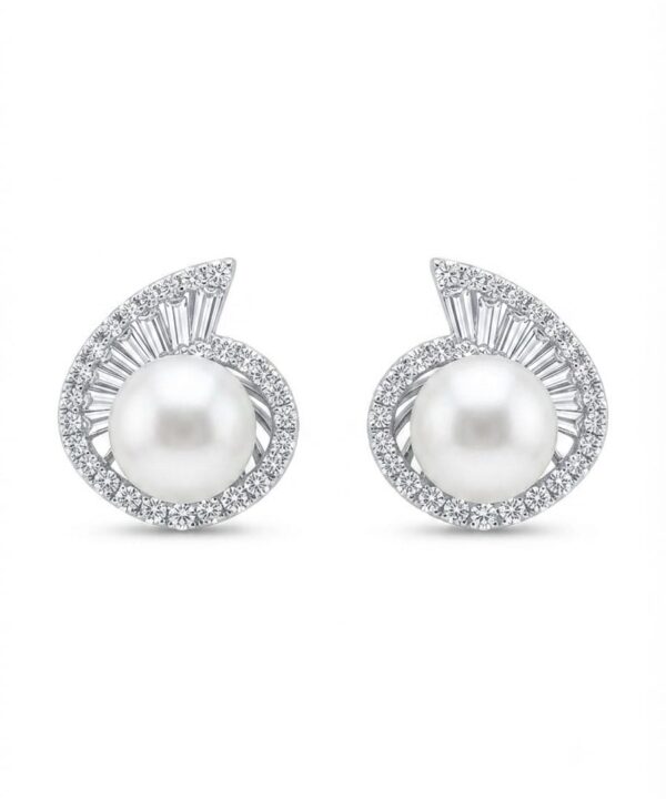 18K White Gold & Diamond with Pearl Earrings (0.53ct)
