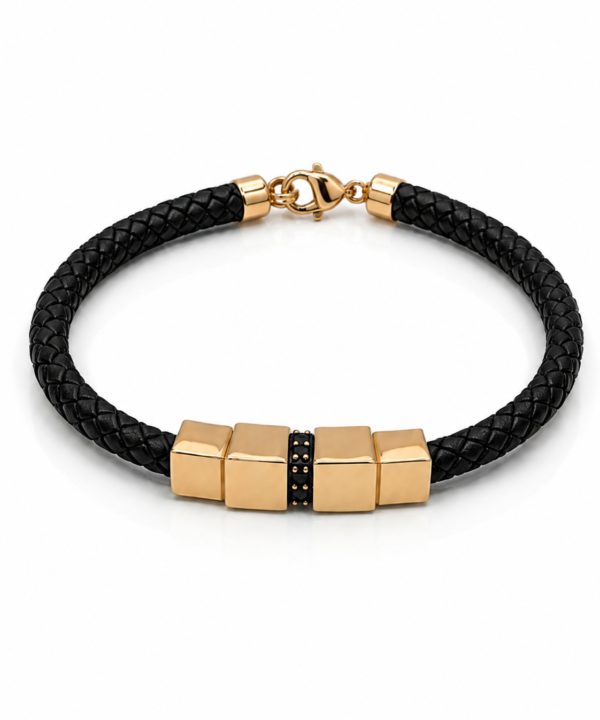 18K Yellow Gold Men Rubber Bracelet (7.66g)
