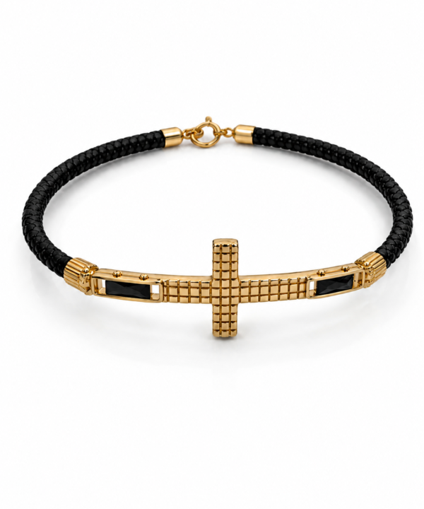 18K Yellow Gold Men Rubber Bracelet (6.73g)