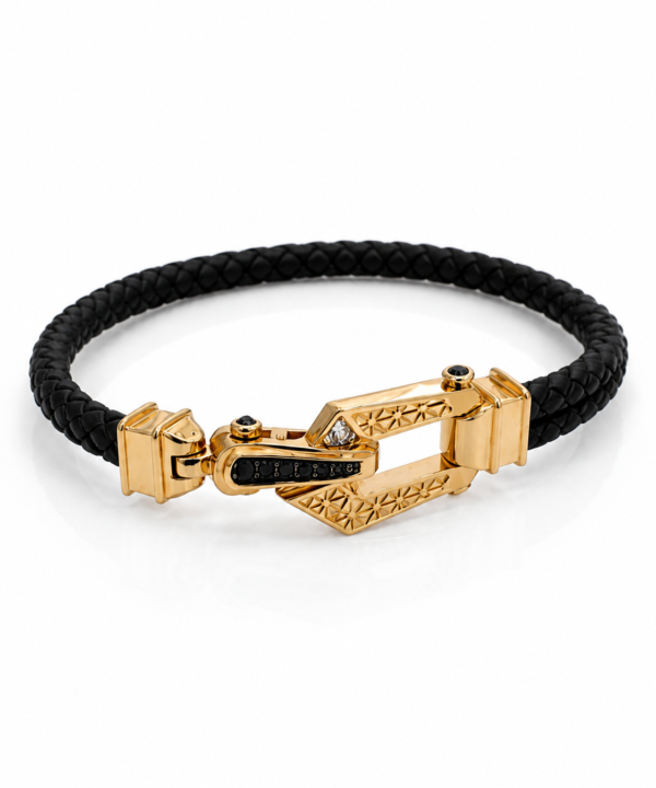 18K Yellow Gold Men Rubber Bracelet (7.54g)