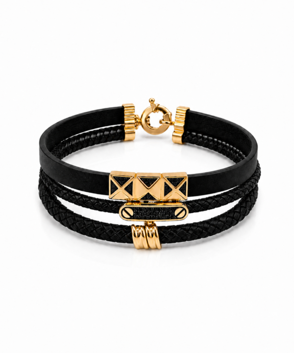 18K Yellow Gold Men Rubber Bracelet (11.26g)