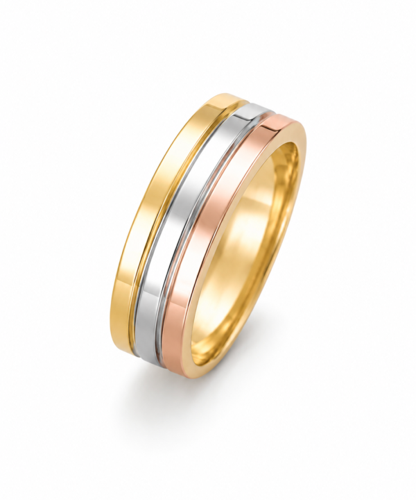 18K Yellow/White/Rose Gold Wedding Band (4.40g)
