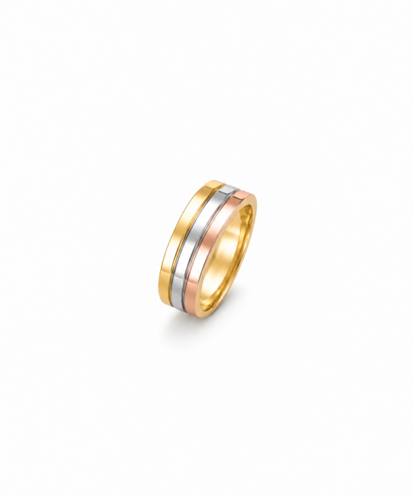18K Yellow/White/Rose Gold Wedding Band (4.40g)