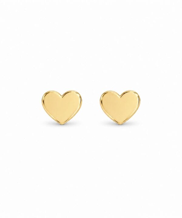 18K Yellow Gold Heart Earrings (1.17g)