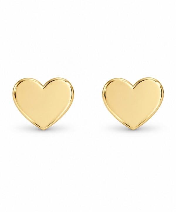 18K Yellow Gold Heart Earrings (1.17g)