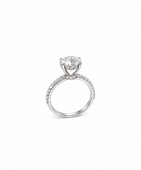 0.80ct Round Diamond Pave & Hidden Halo Engagement Ring
