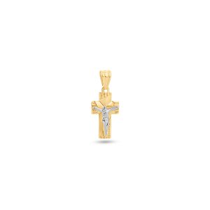 18K Yellow/White Gold Cross Pendant - 1.16g