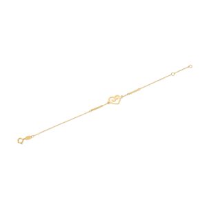 18K Yellow Gold Heart Bracelet - 0.61g