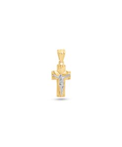 18K Yellow/White Gold Cross Pendant - 1.16g