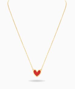 18K Yellow Gold Heart Necklace - 1.12g