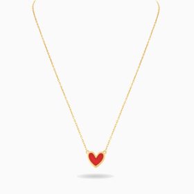 18K Yellow Gold Heart Necklace - 1.12g