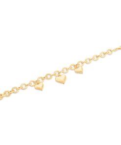 18K Yellow Gold Heart Bracelet - 7.52g