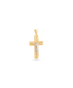 18K Yellow/White Gold Cross Pendant - 12.06g