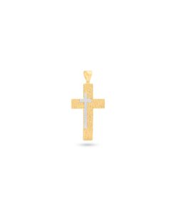 18K Yellow/White Gold Cross Pendant - 5.33g