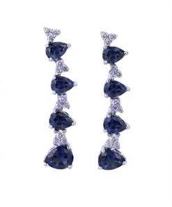 18K White Gold & Diamond with Blue Sapphire Earrings (0.43ct)