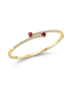 18K Yellow Gold & Diamond with Ruby Bangle (0.40ct)