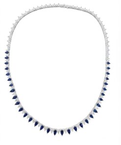 18K White Gold & Diamond with Blue Sapphire Necklace (1.45ct)