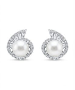 18K White Gold & Diamond with Pearl Earrings (0.53ct)